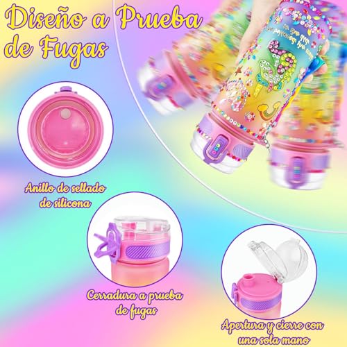 Kit de Manualidades para Niñas Juguetes para Niñas 4-12 Años, Regalo Niña el Día del Niño, Diamond Painting para Niños de Botella Agua DIY, Regalos para Niña Cumpleaños de 5 6 7 8 9 10 11 12 Años