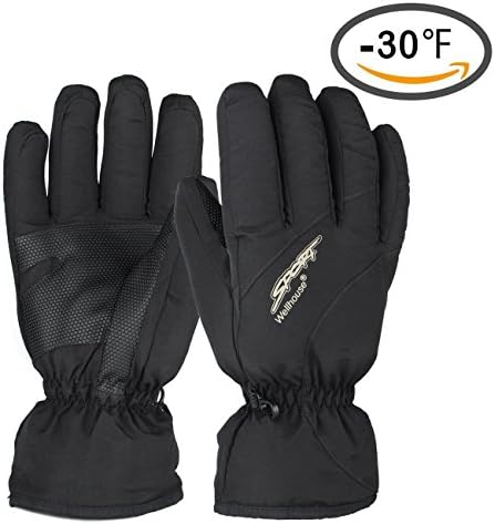 SHARBAY Windproof Waterproof Winter Warm Thermal Gloves Cold Weather Snow Skiing Snowboarding Snowmobile Ski Gloves for Men Women (Black, XL)