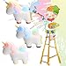 WATINC Random 11 Pcs DIY Animals Squeeze Toys, 1Pcs Unicorn+10Pcs White Mini Squeeze Creamy Kawaii Soft Food Squeeze Keychains, Phone Straps,Bonus Random Stickers for Education Toys