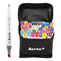 Arrtx 48 Colors Alcohol Based Dual Tip Markers, 48 Colors Art Marker Pen Set with Marker Carry Bag, Perfect for Illustration, Sketch Comics, Cartooning, Anime