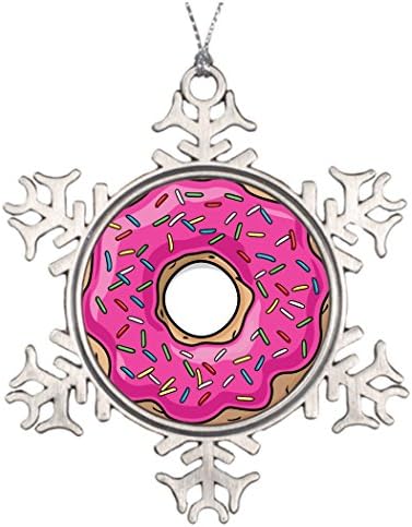 HaroRo Tree Branch Decoration Juicy Delicious Pink Sprinkled Donut Personalized Christmas Ball Snowflake Ornaments