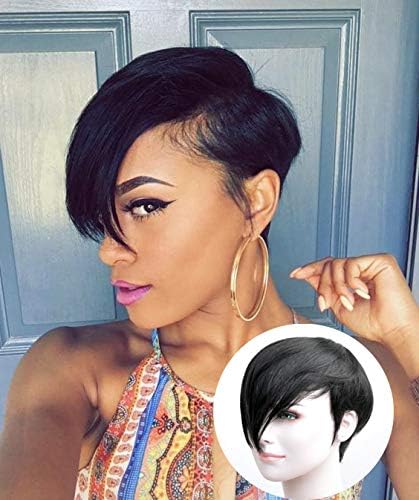 RUISENNA Human Hair Wigs Fashionable Short Straight Glueless Wigs for Women African American