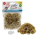 Loom Rubber Bands - 300 Metallic Gold Silicone Rubber Band Refill Pack with Clips - Latex Free