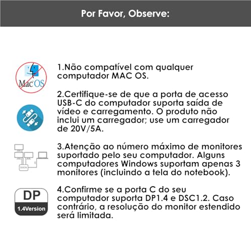 WAVLINK Estação de ancoragem USB C 3 monitores, estação de acoplamento com dual HDMI DP 100 W PD, USB3.0 e 2.0, RJ45, slots SD/TF, áudio/microfone, compatível apenas com computador Windows