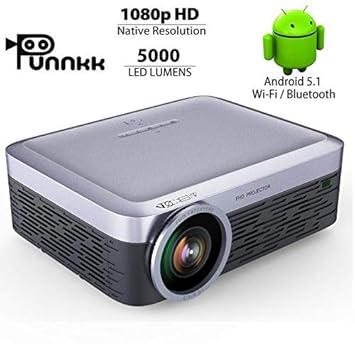 Punnkk Android F1 Projector Native 1080P Full HD 5000 Lumens 4k LED Video with in-Built HI-FI Sound