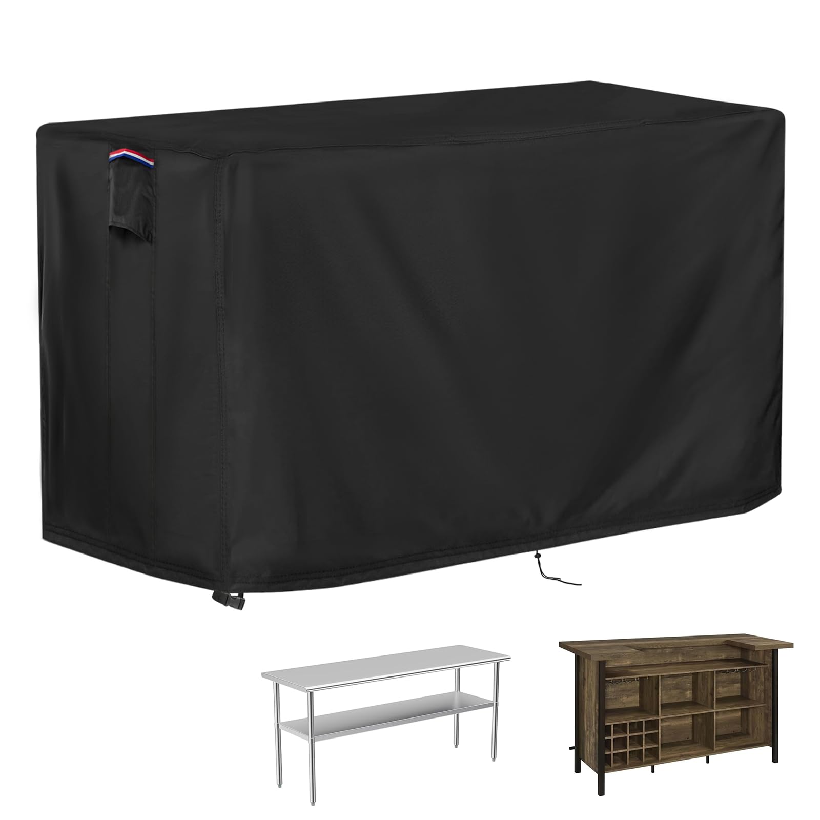 Photo 1 of Iptienda Outdoor Bar Table Cover for Bar Height Outdoor Furniture, Waterproof Prep Table Cover for Stainless Steel/Metal Table and Freezer Carts,Black-72"L x 29" W x 43"H