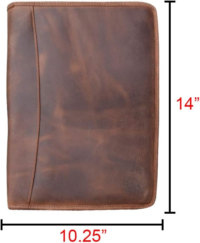 Hide & Drink, Leather Professional Portfolio/Document Folder Organizer Padfolio / A4 Writing Pad w/Pen & Card Holder Handmade : Bourbon Brown : Office Products
