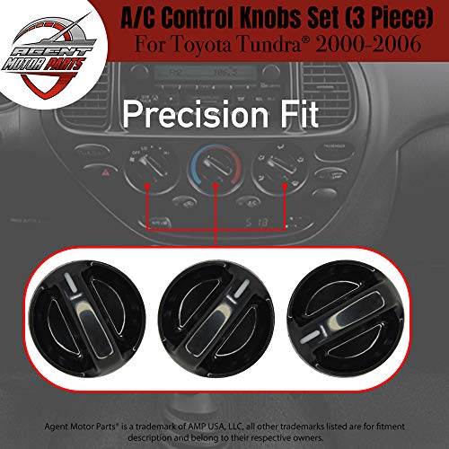 AC Climate Control Switch Knobs - Set of 3 Replaces OE Part# 55905-0C010, 559050C010 - for fits Toyota Tundra 2000, 2001, 2002, 2003, 2004, 2005, 2006 - Air Conditioner Replacement Switches