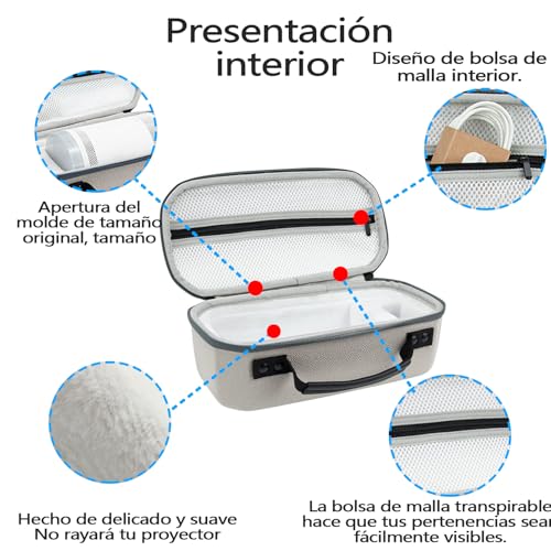 VXMBNB Adecuado para Bolsa de Viaje rígida para proyector Samsung Freestyle, Funda Protectora para proyector, Carcasa Anticolisión Engrosada, Carcasa Interior de Terciopelo Fino
