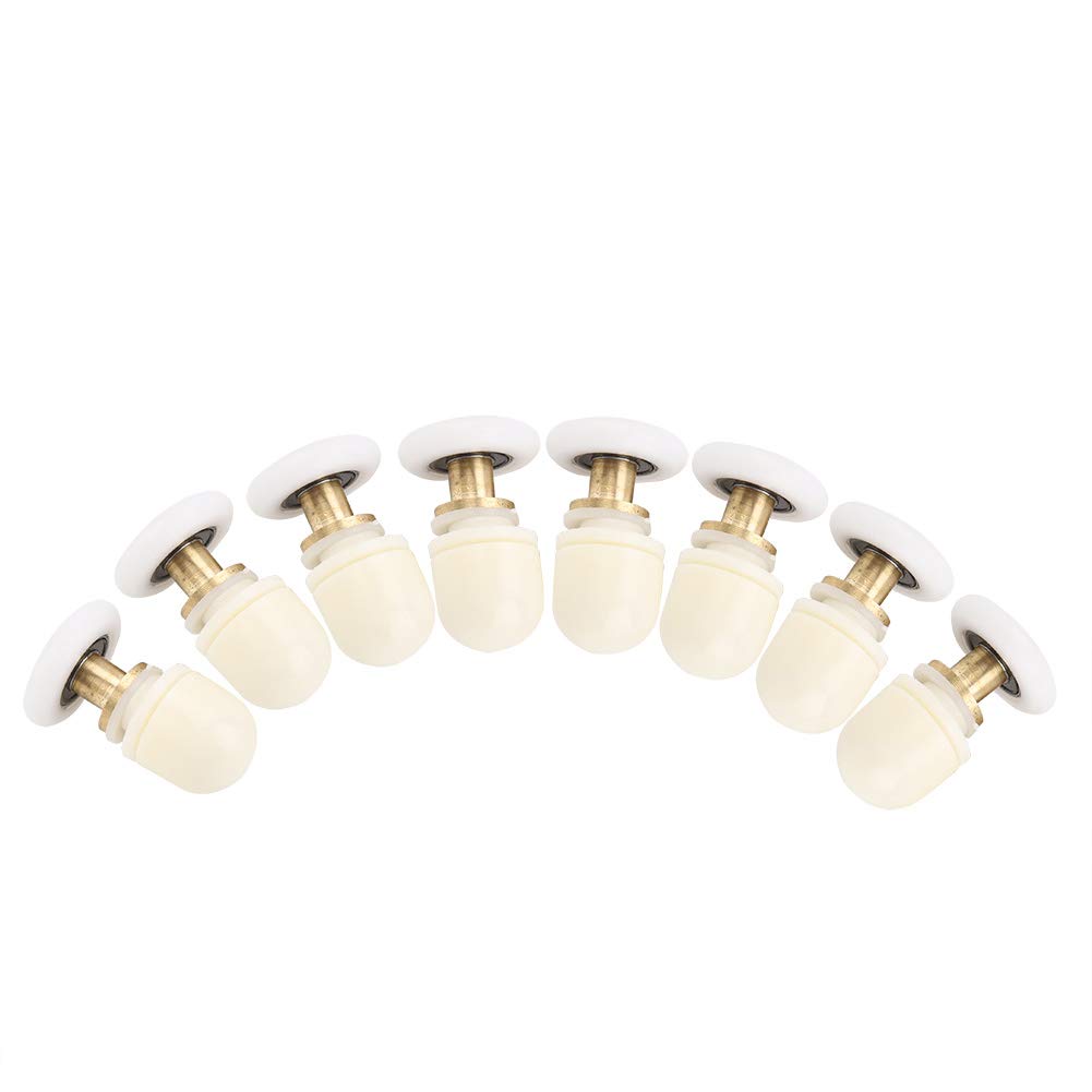 8pcs Shower Door Rollers, Brass ABS Sliding Door Wheel Kit Bathroom Runners Toilet Door Pulleys Accessory Hardware Tool (27mm)