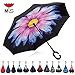 Double Layer Inverted Umbrella Windproof UV Protection Reverse folding Cars Reversible Umbrella by MY’S (Glazed flowers)