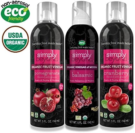 Simply Beyond Organic Vinegars of Modena Trio (3-leaf Balsamic, Pomegranate, Cranberry)