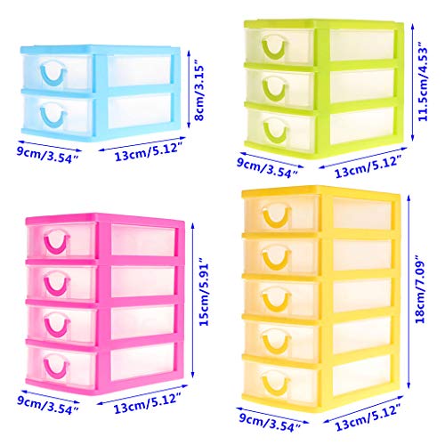 Misright 2/3/4/5-Tier Mini Desktop Organizer Drawer Type Storage Box Jewelry Headdress Drawer Desk (HP4)