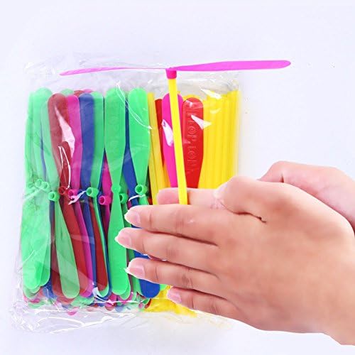 youchuan 100 Piece Plastic Dragonfly Color Random Plastic Bamboo-copter Bamboo Dragonfly Child Toy Multi-Colored (100pcs random color)