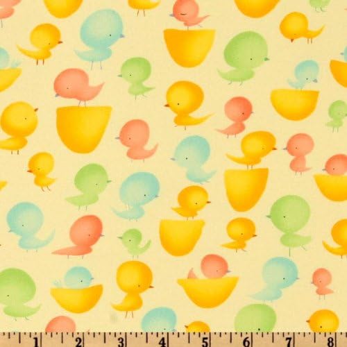 Spring Fling Peeps in Yellow 100% Cotton Fabric by Designer David Walker 45" Wide Sold By The Yard ℳ