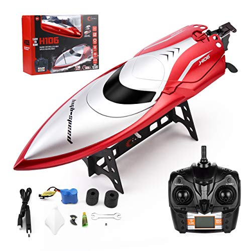 Powerextra Remote Control Boat, High Speed H106 Rc Boat for Pools and Lakes, 20+ KMH 2.4 GHz Fast Racing Boats, LCD Low Battery Alarm, Birthday Gifts for Boys Girls