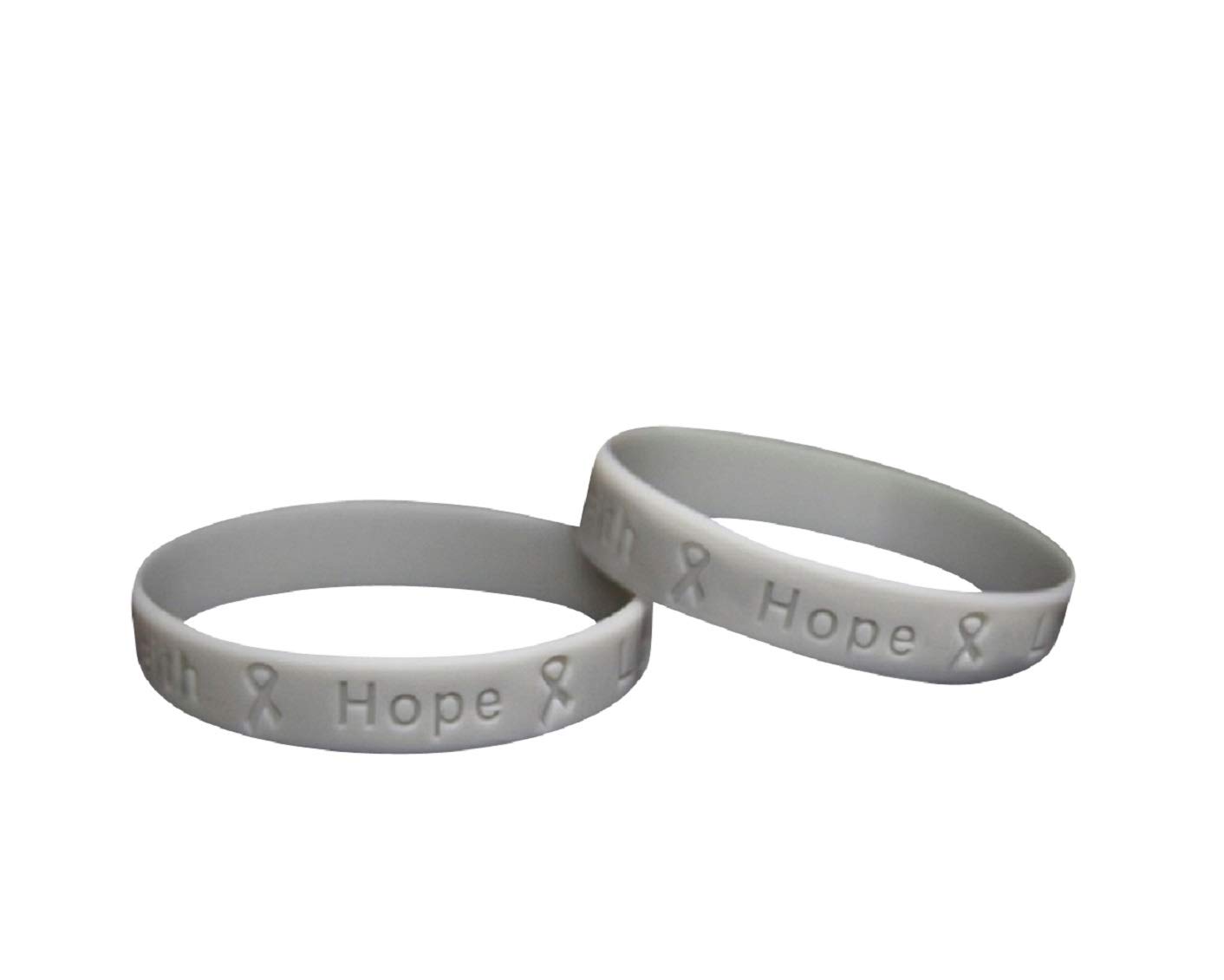 | Gray Ribbon Silicone Bracelets - Gray Ribbon Bracelets for Asthma Awareness, Brain Cancer, Allergi