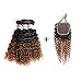 Racily Hair 8A Ombre Brazilian Hair Curly 3 Bundles with Closure Ombre Black to Dark Brown 2 Tone #1B 30 Curly Weave Human Hair with Lace Closure (18