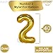 KatchOn, Giant Gold Number 2 Balloon - 40 Inch | 2 Balloon Number for 2 Year Old Birthday Decorations Boy | 2 Birthday Balloon with Confetti Balloons | Two balloon, 2 Year Anniversary Decorations