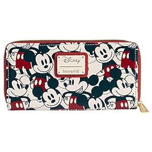 Loungefly Disney Mickey & Minnie Mouse Wallet Zip Around Clutch Faux Leather