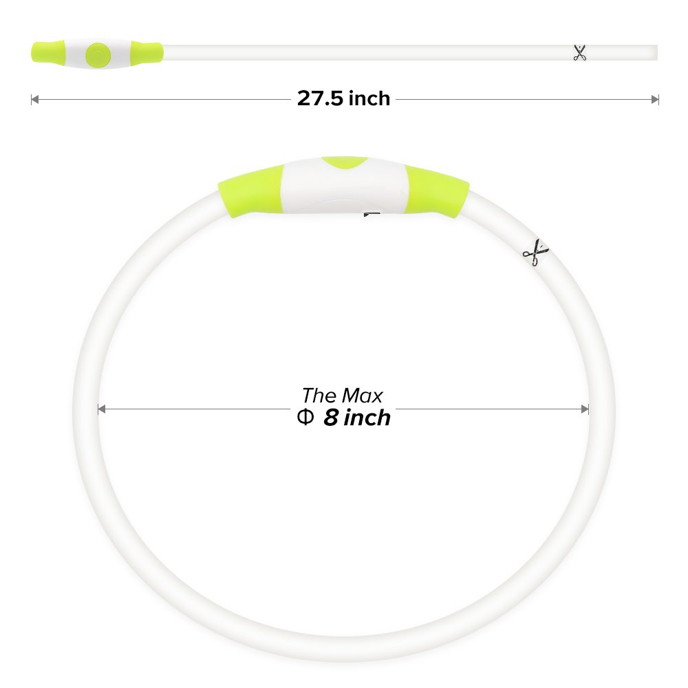 Illumifun Led Dog Collar, USB Rechargeable TPU Cuttable Light Up Collar Make Your Dogs Seen & Safe in the Dark (Neon Green)