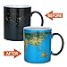 Doublewhale Funny Coffee Mugs,Heat Changing Coffee Magic Mug,Sensitive Ceramic Tea Cups,Days and Night Earth Map,Novelty Gifts for Father, Teacher, Kids and Friends-12 Oz