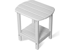TOBZMONO Adirondack Square Outdoor Side Tables,2-Tier Storage Patio Side Table, HDPE End Tables for Backyard Pool Porch Garden Lawn
