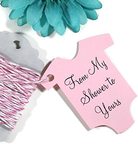 Baby Shower Tags in One Piece Shape - From My Shower to Yours (Set of 15) (Baby Pink)