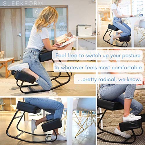 Sleekform Kneeling Chair Rocking | Ergonomic Kneel Chair & Orthopedic Balance Posture Stool for Bad Backs, Neck Pain, Spine & Shoulders Tension | Thick Knee Comfortable Cushions for Upright Sitting - Thumbnail 5