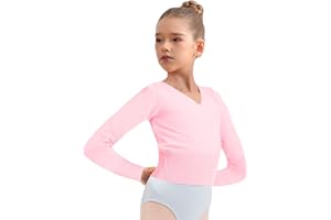 WYHDY Women and Girls Ballet Sweater Dance Top V-neck, Warm Up Pullover for Leotards