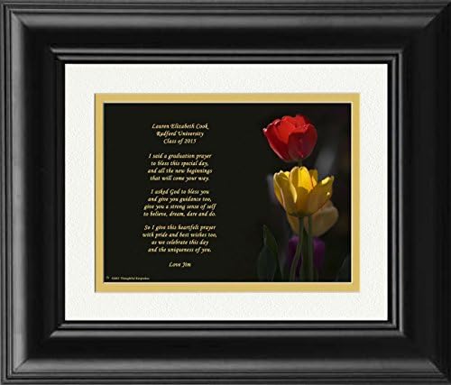 Framed Personalized Graduation Gift with "Graduation Prayer Poem" Tulips Photo, 8x10 Double Matted. A Special Keepsake Gift for Graduate 2017