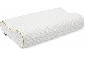 Chpstar Memory Foam Pillow, Neck Bed Contour Pillow for Sleeping, Ergonomic Orthopedic Cervical Pillow for Side Back Stomach Sleeper, Queen,Firm,Gold