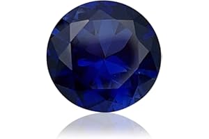 Gryrigns Round Brilliant Loose Synthetic Sapphire Stone Blue Corundum Gemstone Cut Faceted 3A VVS (1ct-9.71cts, 1Pcs)