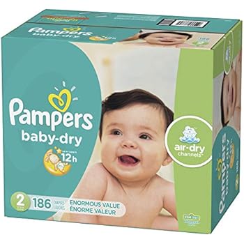 Amazon.com: Diapers Size 2, 186 Count - Pampers Baby Dry Disposable