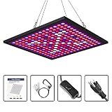 KINGBO 45W LED Plant Grow Light Panel Full Spectrum Reflector 225 LEDs 6-Band Includ UV IR with Switch for Indoor Plants Seeding & Growing & Flowering