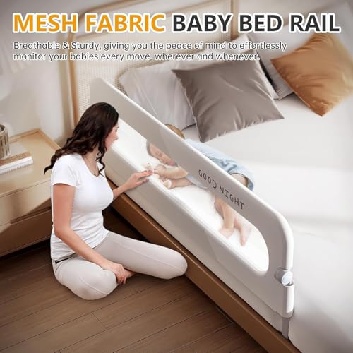 180cm*78cm Foldable Toddler Bed Side Rails, Baby Kids Safety Guard for Twin, Full, Queen Bunk King Size Swing Down Crib, Grey