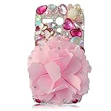 EVTECH(TM) 3D Handmade Crystal Blue Butterfly Spirit Rhinestone Heart Diamond Bling Cover Hard Clear Case for Moto G (XT1031, XT1032, XT1033, XT1034) (100% Handcrafted) (Pink Chiffon Flowers)