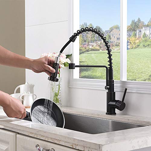 Friho Lead-Free Commercial Oil Rubbed Bronze Stainless Steel Single Handle Single Lever Pull Out Pull Down Sprayer Spring Kitchen Sink Faucet, Oil Rubbed Bronze Kitchen Faucets - Thumbnail 4