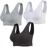 Lemef 3-Pack Seamless Sports Bra Wirefree Yoga Bra with Removable Pads for Women