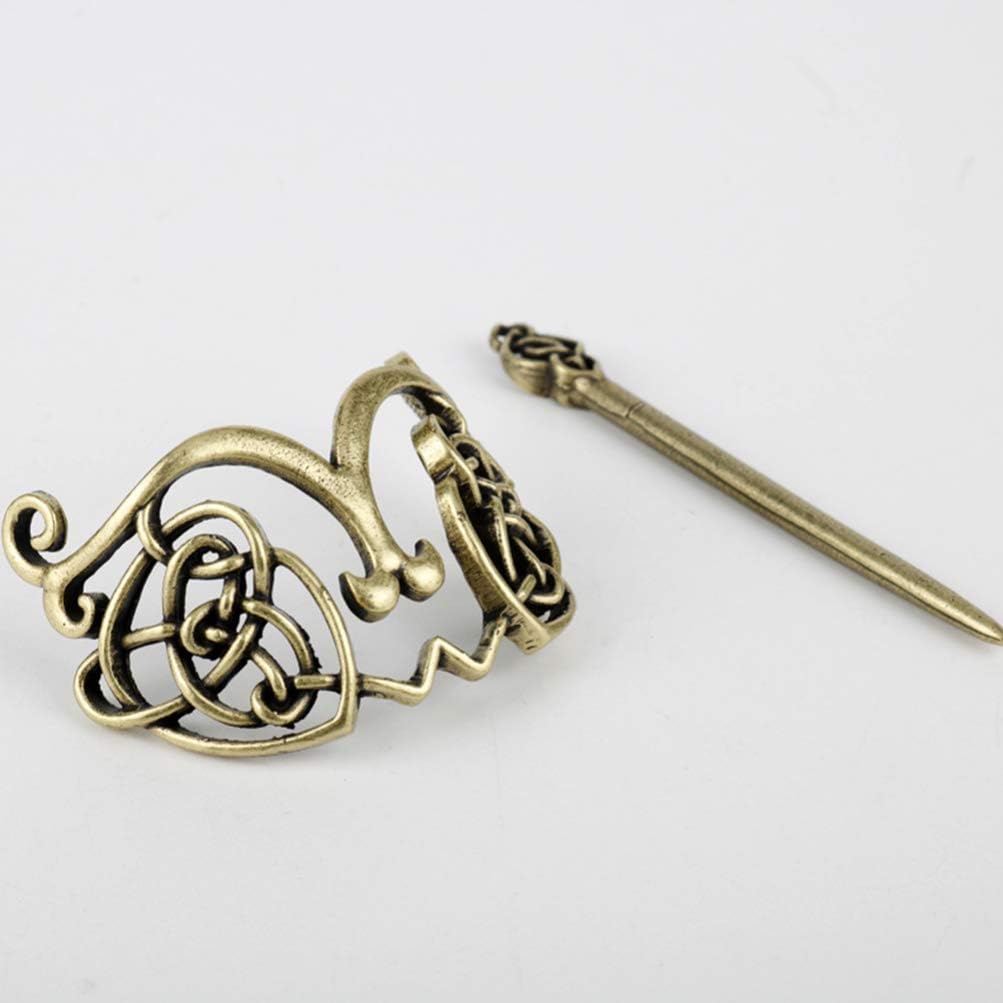Lurrose Womens Hair Accessories 2Pcs Vintage Hair Clips Bronze Knot Hair Viking Hair Accessories Hair Slide Stick Metal Barrettes Womens Hair Clips - Image 5