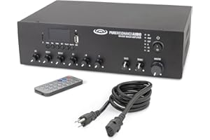 Pure Resonance Audio MA30BT 30 Watt 7-Channel Commercial Mixer Amplifier with Bluetooth (70V/100V or 4/8/16 ohm Outputs)