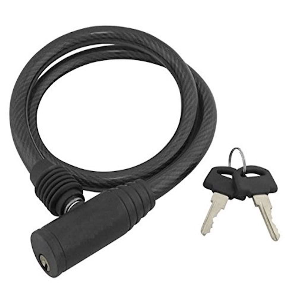Merriway BH04729 10mm x 1M (3/8 inch x 39 inch) Spiral Bicycle Lock and Keys - Black