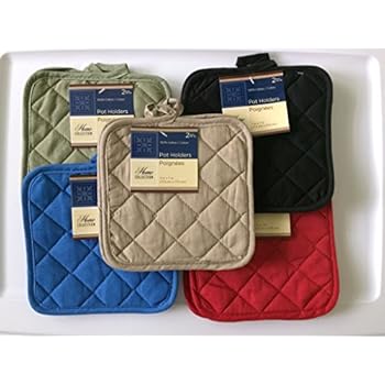5 (FIVE) Sets of The Home Store Cotton Pot Holders, 2-ct. Color Variety Pack Kitchen Cooking Chef Linens by Greenbrier