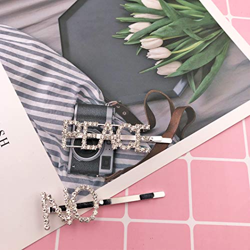 image for Messen 10PCS Sparkly Letter Hair Clip Rhinestones Word Barrettes Pins 