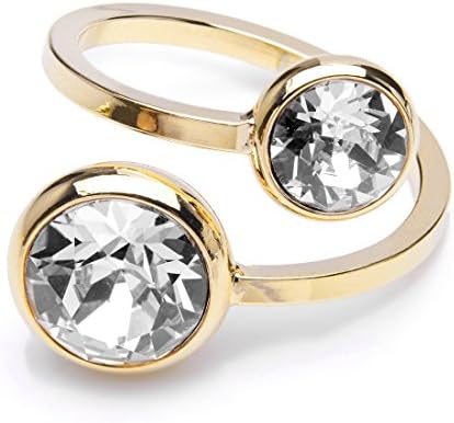 The Gemseller 18K Gold Plated Double Ring with 2 Swarovski Crystals, 5mm and 10mm (See More Colors)