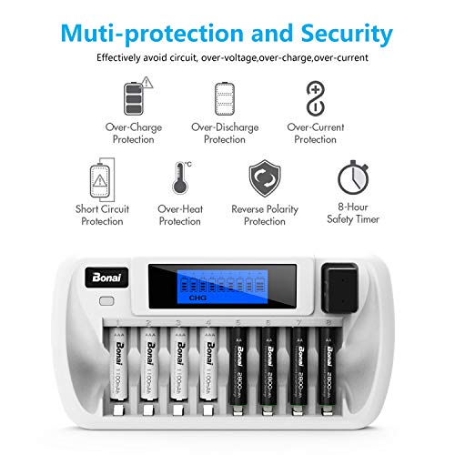 4 BONAI+Battery+Charger+Rechargeable+Batteries