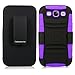 Cellularvilla For Samsung Galaxy Grand GT-I9080 GT-I9082 Duos Purple Black Hard Soft Dual Layer Holster Case KickStand with Locking Belt Swivel Clip Cover Protector (Purple Black)