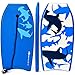 Goplus Super Body Board, Lightweight Bodyboard with EPS Core, XPE Deck, HDPE Slick Bottom, Premium Leash & Adjustable Wrist Rope, Perfect Surfing for Kids and Adults (Blue Shark, 33-inch)