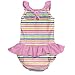 i play. by green sprouts One-piece Swimsuit w/ Built in Reusable Swim Unisex Diaper | Helps provide secure protection for babies & swimmers,Pink Wavy Stripe,12 Months
