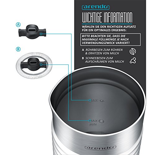 Arendo - Milchaufschäumer automatisch - Milk frother Modell Strix Controller - 2-Tasten für Warm- und Kaltaufschäumen… – Bild 4